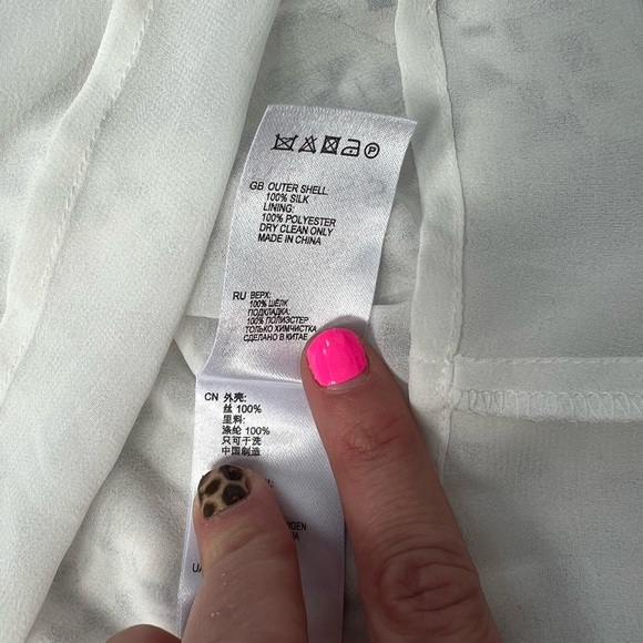 REISS Silk Dress White black geometric print - Picture 11 of 12